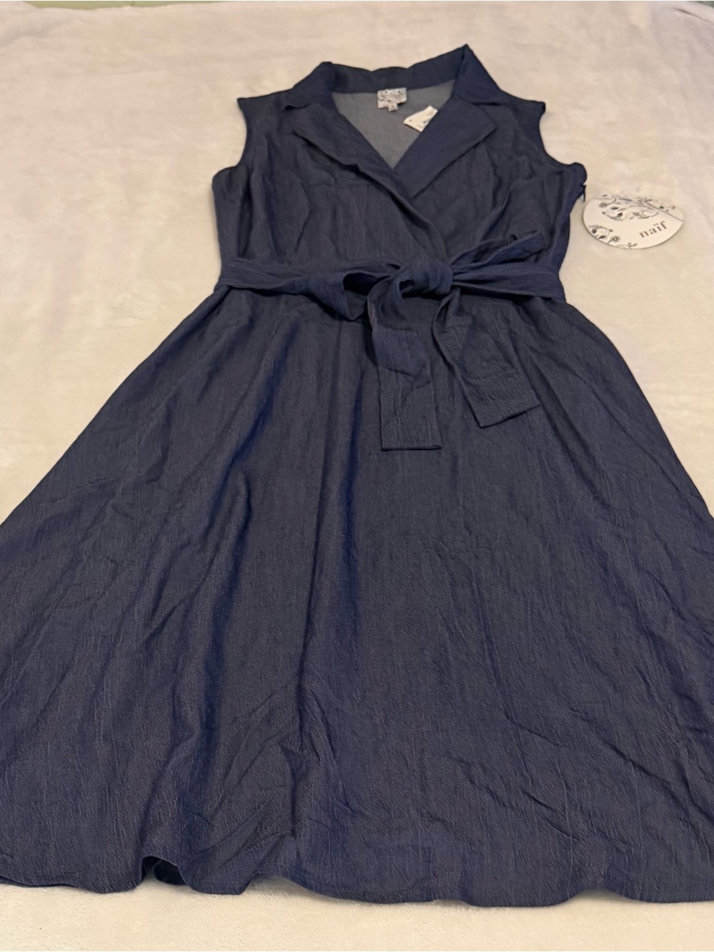 NAIF Navy Sleeveless Wrap Dress with Belt